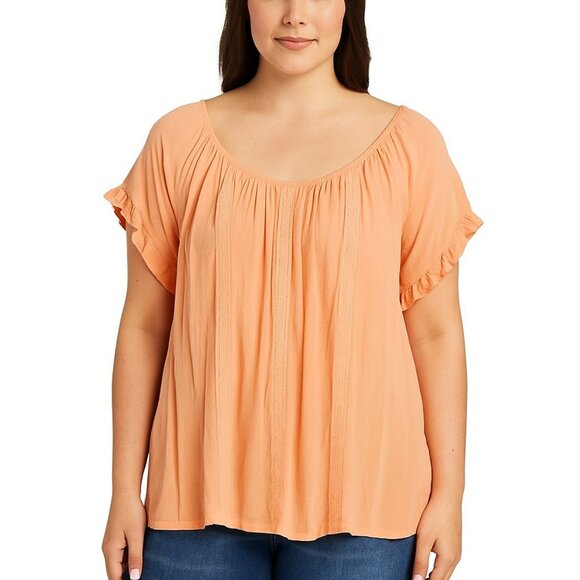 Torrid Women's Coral Boho Gauze Ruffle Sleeve Blouse Size 0 - Picture 1 of 6